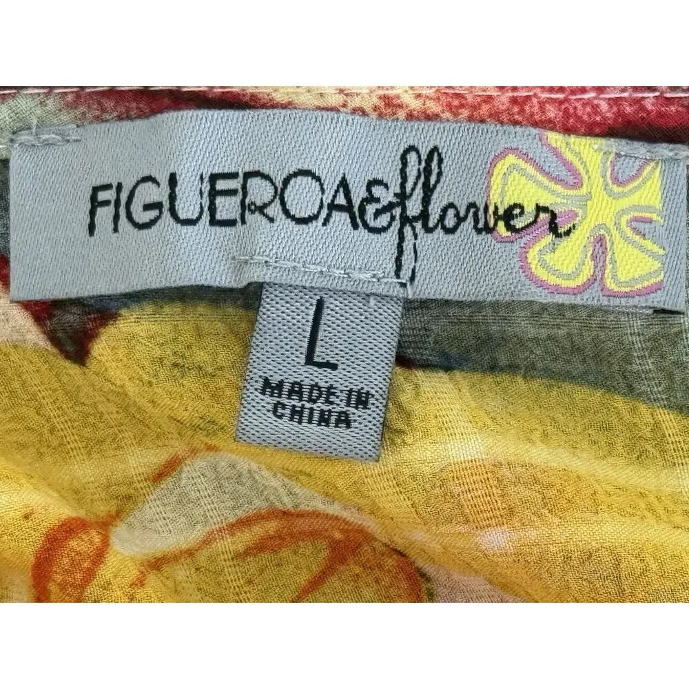 Figueroa & Flower Maxi Dress Women’s Sz L Flutter Sleeve Tiered Floral Tie Waist - Picture 7 of 11